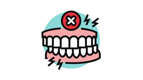 Avoiding grinding teeth oral care color icon animation Stock Footage 326116992