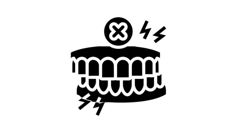 Avoiding grinding teeth oral care glyph icon animation Stock Footage 326143590