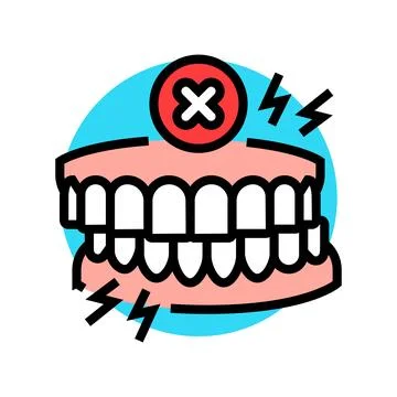 Avoiding grinding teeth oral care color icon vector illustration Stock Illustration