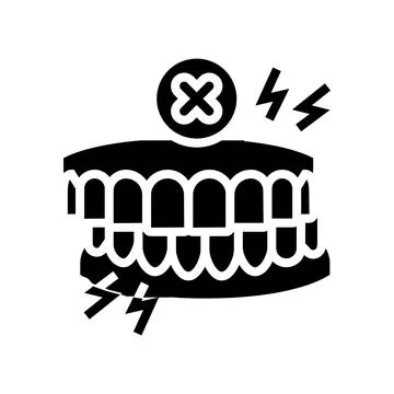 Avoiding grinding teeth oral care glyph icon vector illustration Stock Illustration