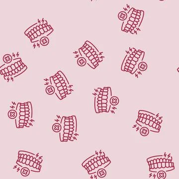 Avoiding grinding teeth oral care line seamless pattern Stock Illustration