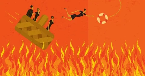 Avoiding Hell in a Hand Basket Stock Footage 93554912