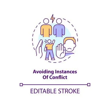 Avoiding instances of conflict concept icon Stock Illustration