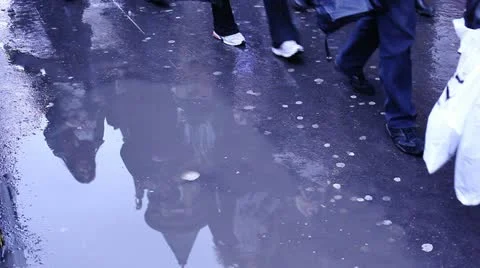 Avoiding Puddle Video stock 11130837