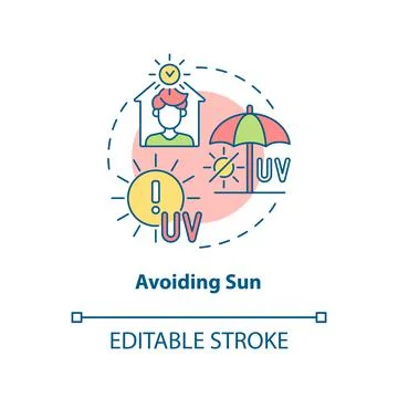 Avoiding sun concept icon Stock Illustration