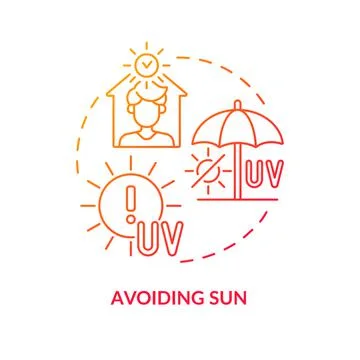 Avoiding sun concept icon Stock Illustration