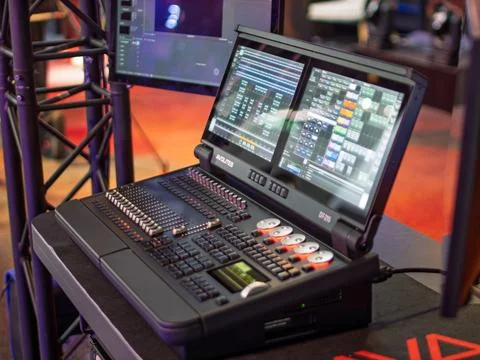 Avolites D7-215 Lighting Control Console with Dual Screens Stock Photos