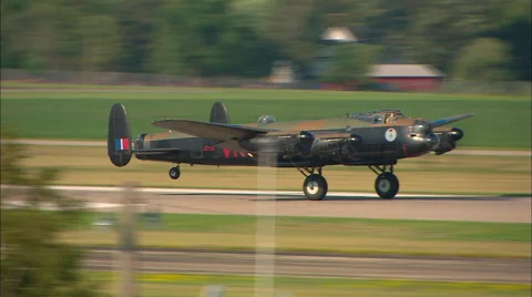 Avro Lancaster Bomber Take Off Tower Stock Footage 45152328