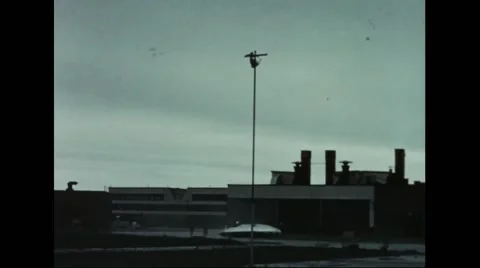 Avrocar hovering over concrete ground Stock Footage
