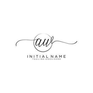 AW Initial handwriting logo with circle template vector Stock Illustration
