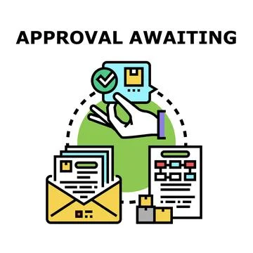 Awaiting approval process with pending documents and delivery Ilustración de archivo
