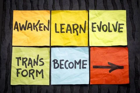 Awaken, learn, evolve, transform and become concept awaken, learn, evolve,... Stock Photos