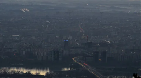 Awakening city high angle view Stock Footage 34260571