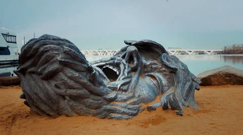 The Awakening Sculpture - Head Stock Footage 33790194