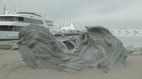 The Awakening Sculpture - Head Stock Footage 33790727