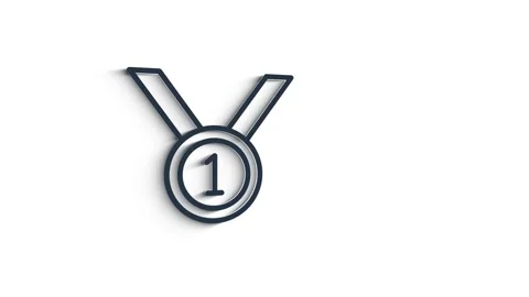 Award 3D shadow medal icon isolated on green background. Winner trophy symbol Stock Footage 153821136