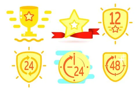 Award and protection emblems for packaging of hygiene products. Cup star shields Stock-Illustration