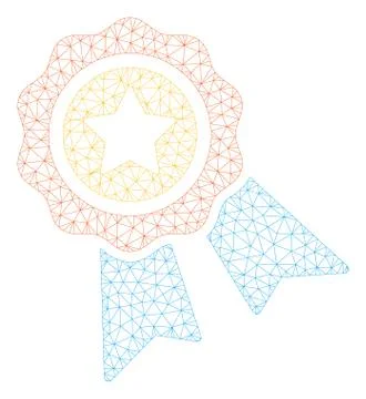 Award Badge Polygonal Frame Vector Mesh Illustration Stock Illustration