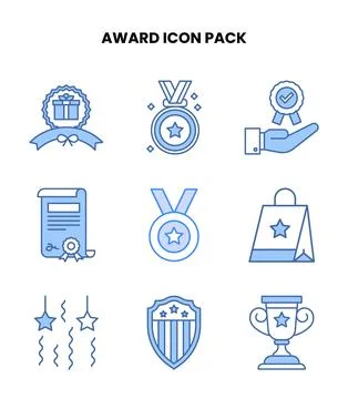 Award Blue Bundle Icons Pack 스톡 일러스트