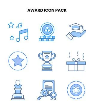 Award Blue Vector Icons Pack Stock Illustration
