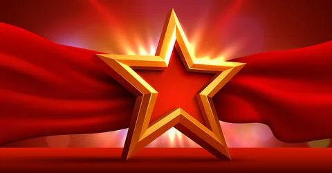 Award ceremony background and 3d gold star with red silk ribbon decoration with 스톡 일러스트