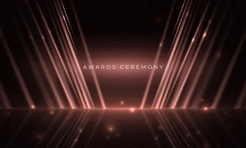 Award ceremony vector abstract background with red light rays scene with stars Illustrazione stock