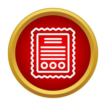 Award certificate document icon in red circle Stock Illustration