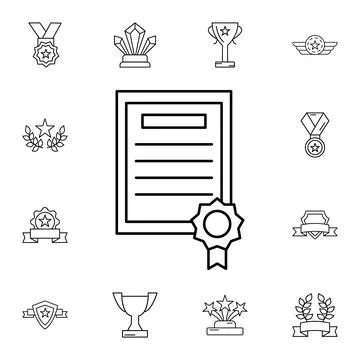 Award, certificate flat vector icon in awards pack Stock Illustration