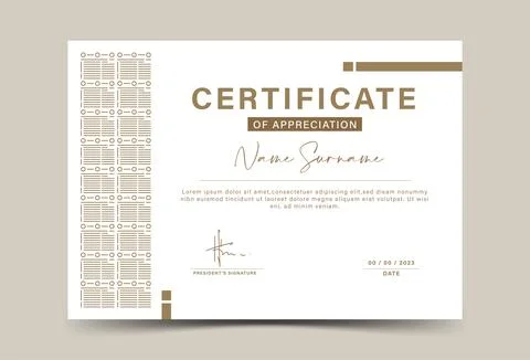 Award certificate template. minimalist.geometric,line pattern ,soft color Stock Illustration