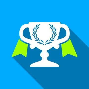 Award Cup Flat Long Shadow Square Icon Stock Illustration