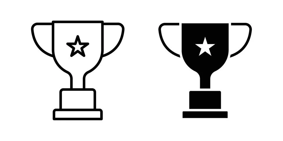 Award cup icon vector concepts, line and silhouette style Stock Illustration