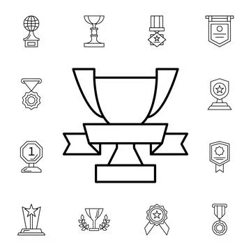Award, cup, ribbon flat vector icon in awards pack Stock Illustration