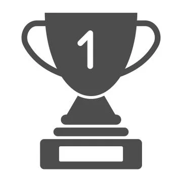 Award cup solid icon. Winner cup vector illustration isolated on white. Trophy Stock Illustration