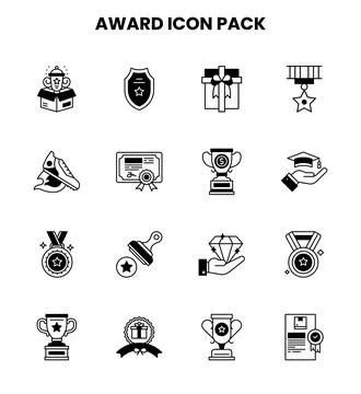 Award DuoTone Bundle Icons Pack Stock Illustration