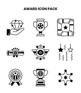 Award DuoTone Vector Icons Pack Stock Illustration