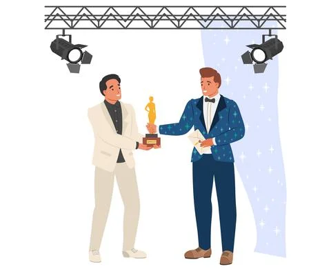 Award event flat vector hosts rewarding celebrity Stock Illustration