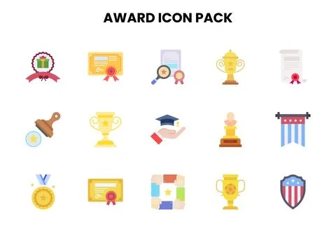 Award Flat Bundle Icons Pack Illustrazione stock