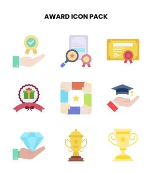 Award Flat Bundle Icons Pack Stockillustratie