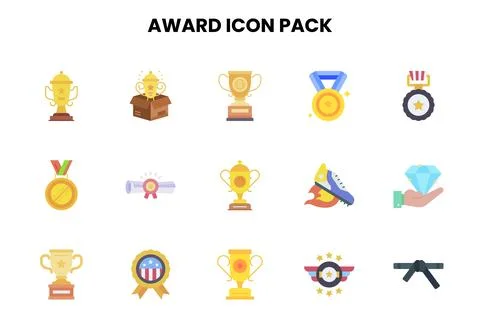 Award Flat Bundle Icons Pack Ilustração Stock
