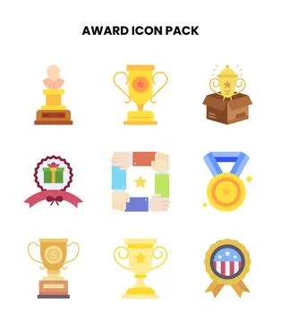 Award Flat Bundle Icons Pack Stock Illustration