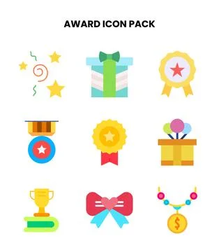 Award Flat Bundle Icons Pack 库存插图