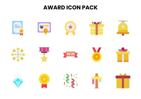 Award Flat Design Icons Pack Stock Illustration