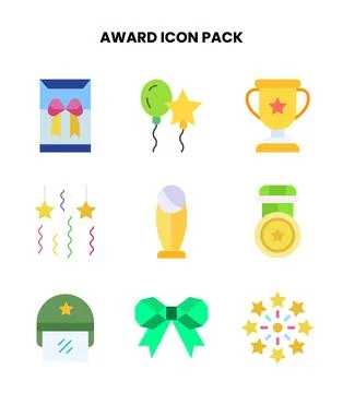 Award Flat Design Icons Pack Stock Illustration