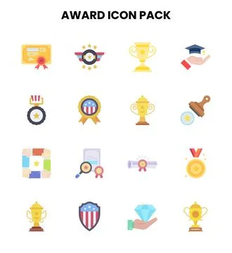 Award Flat Icons Pack Stock Illustration