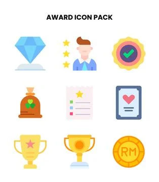 Award Flat Scalable Icons Pack Stock Illustration