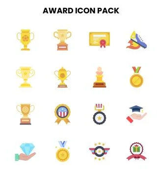 Award Flat Scalable Icons Pack Stock Illustration