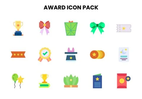 Award Flat Set Icons Pack Stock Illustration