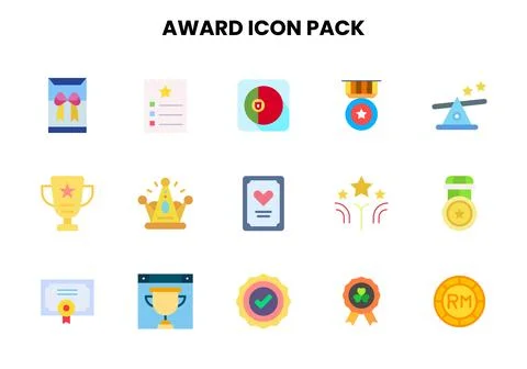 Award Flat Vector Icons Pack Stock Illustration