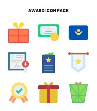 Award Flat Vector Icons Pack イラスト素材