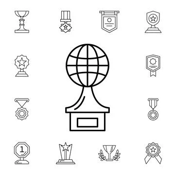 Award, globe, cup flat vector icon in awards pack Stock Illustration